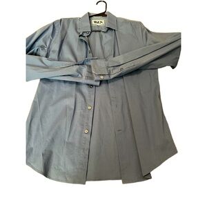 Express 1MX dark Blue Button-Down Collared Dress Shirt Mens Extra Slim